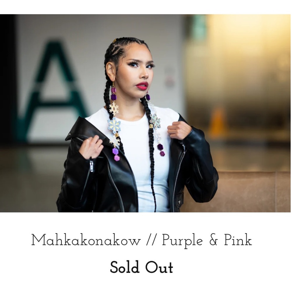 Indi City MAHKAKONAKOW Purple and Pink holiday statement earrings - Picture 3 of 17